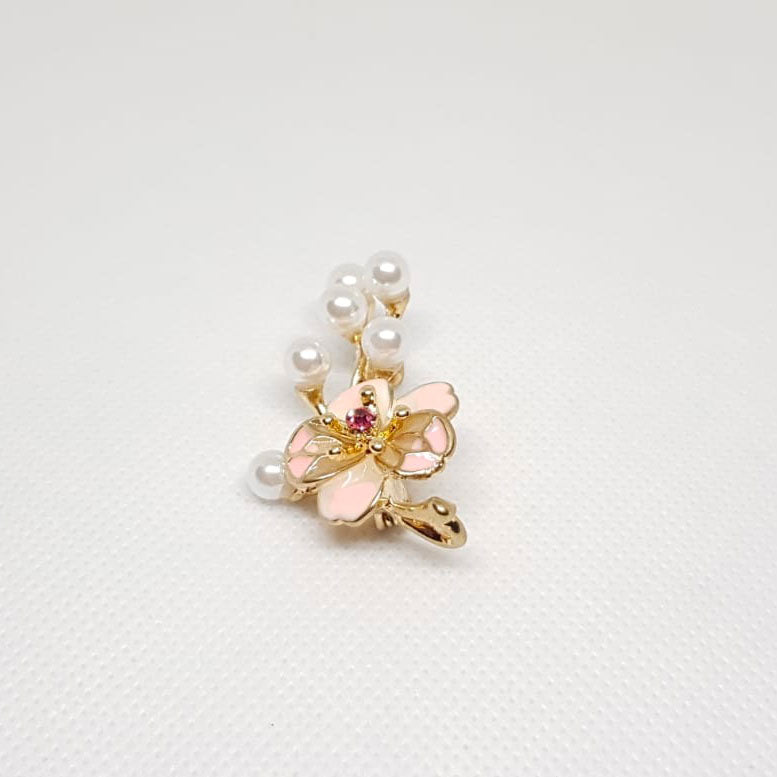 Broche Doree Fleur Rose Perle