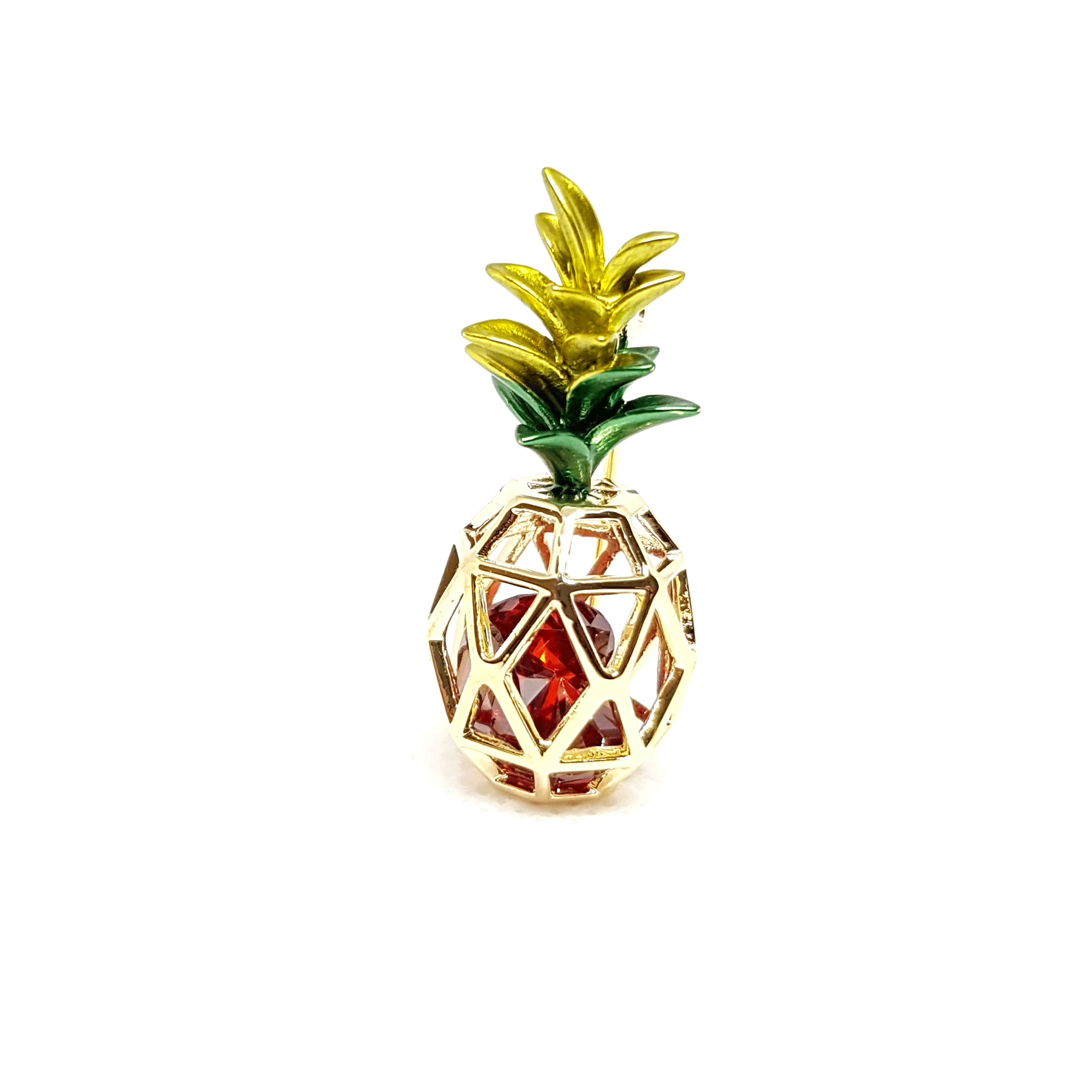 Broche bijou fruit Ananas rubis