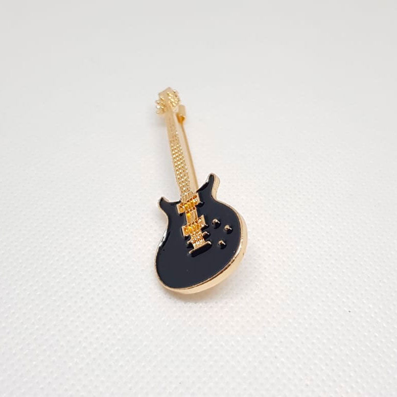 Goldene Brosche Musik E-Gitarre Schwarz