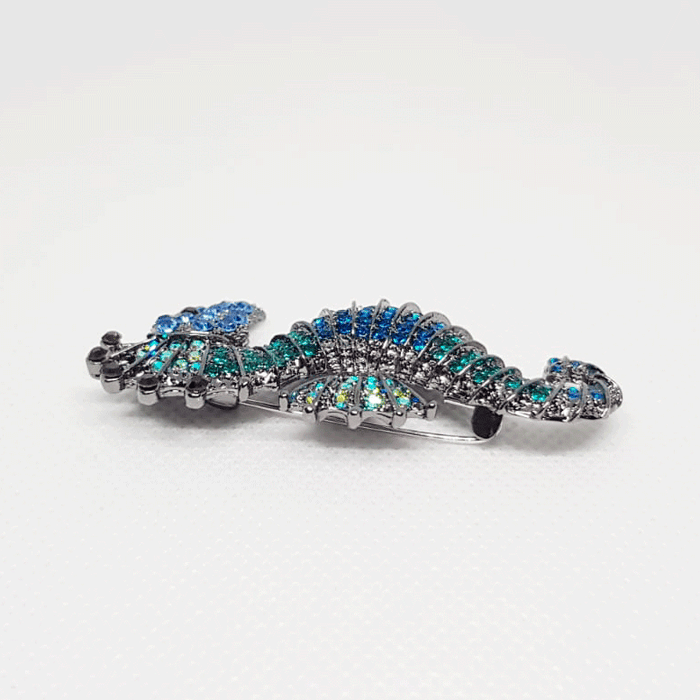 Broche hippocampe faite main épinglette hippocampe bleu - France