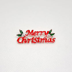 Golden Brooch Writing Merry Christmas Red