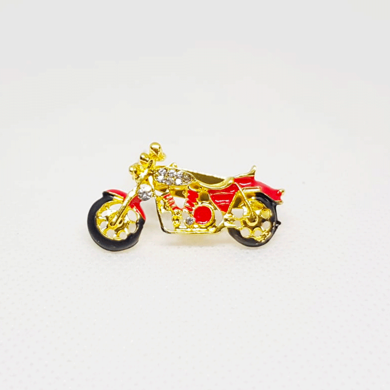 Broche Dorée en forme de moto Harley Davidson.