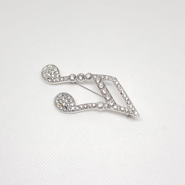 Silver Music Note Double Brooch