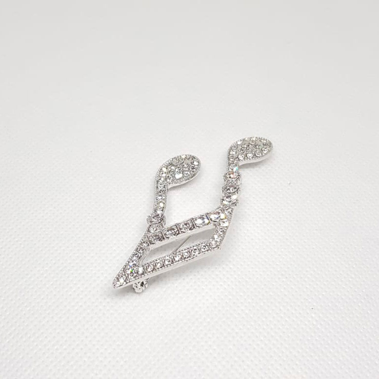 Silver Music Note Double Brooch