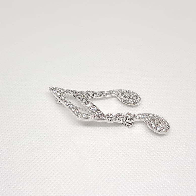 Silver Music Note Double Brooch