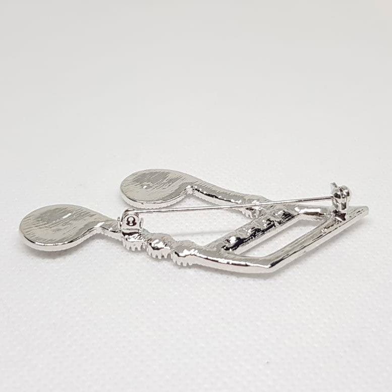 Silver Music Note Double Brooch