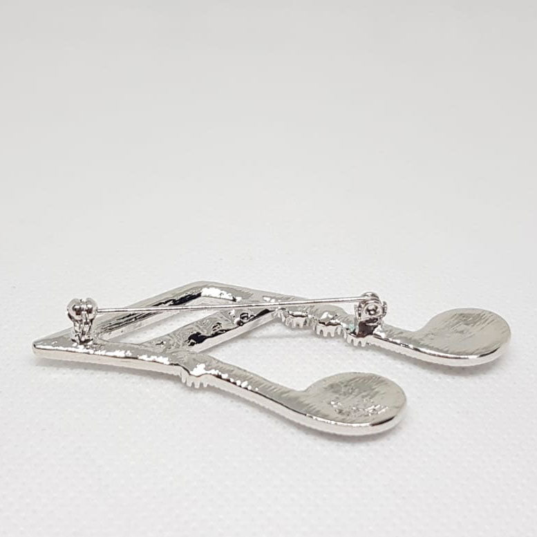 Silver Music Note Double Brooch