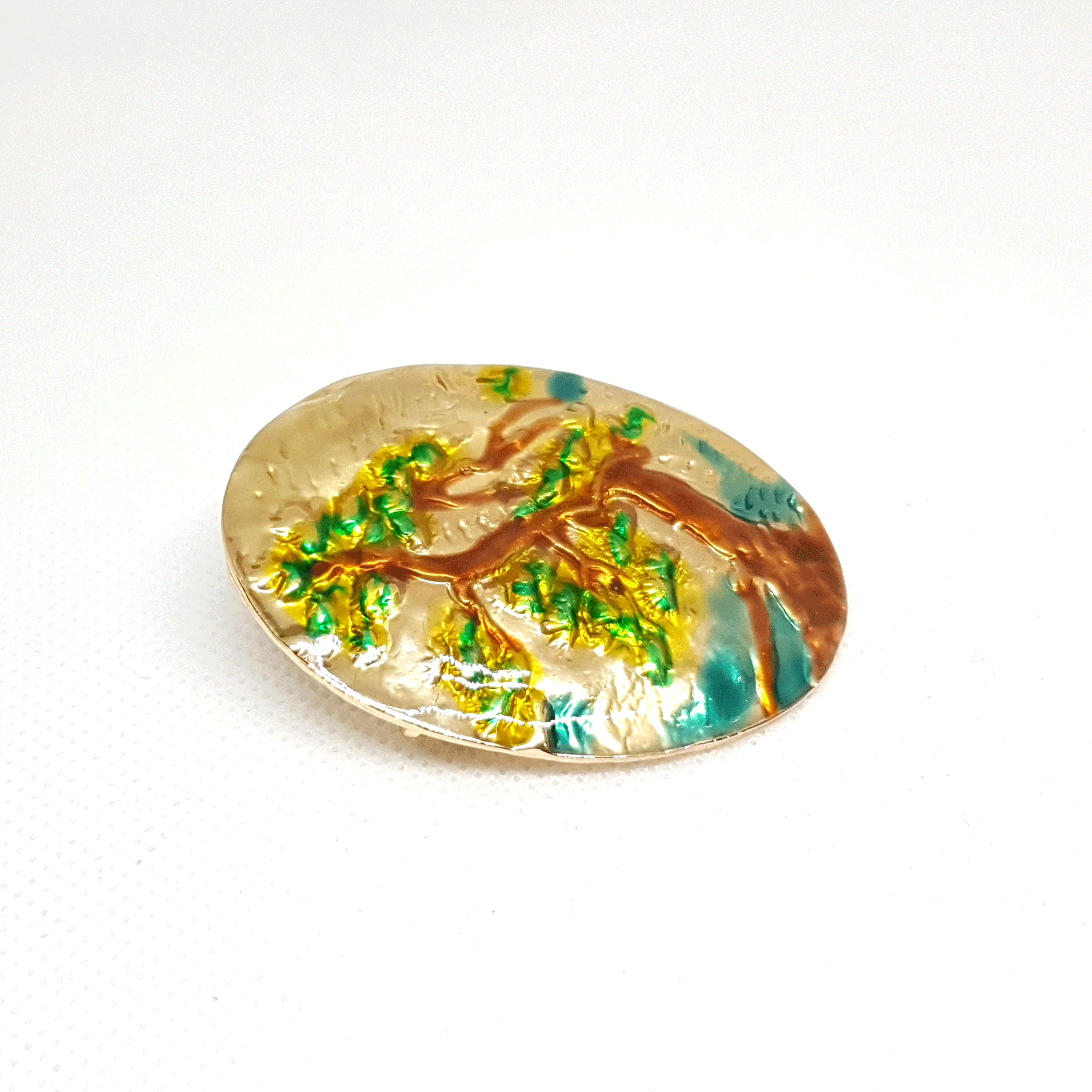 Broche bijou ovale paysage