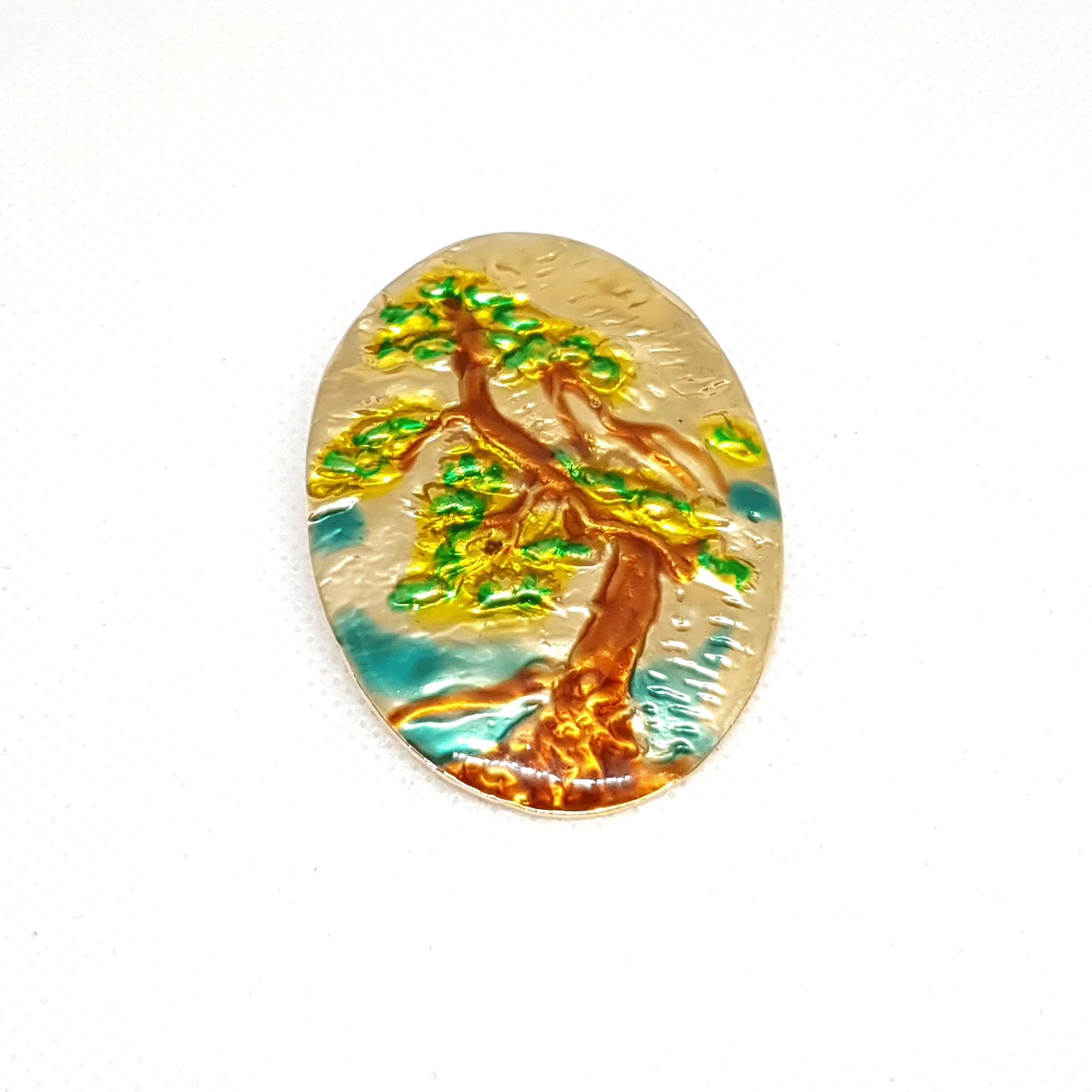 Broche bijou ovale paysage