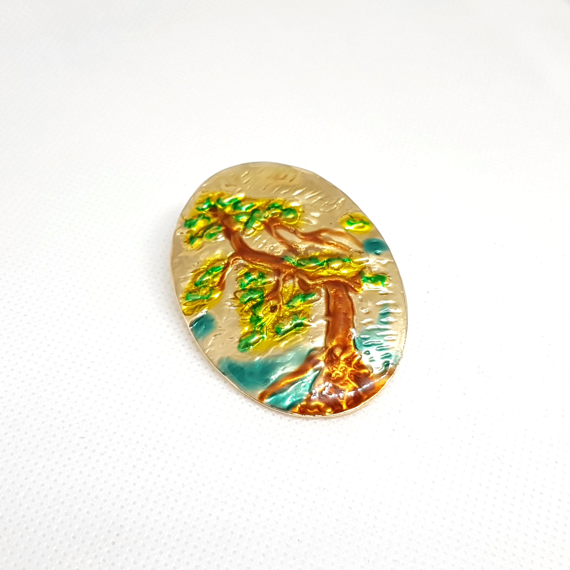 Broche bijou ovale paysage