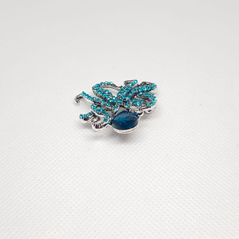 Broche Pieuvre Calamar Poulpe Bleue Cristal