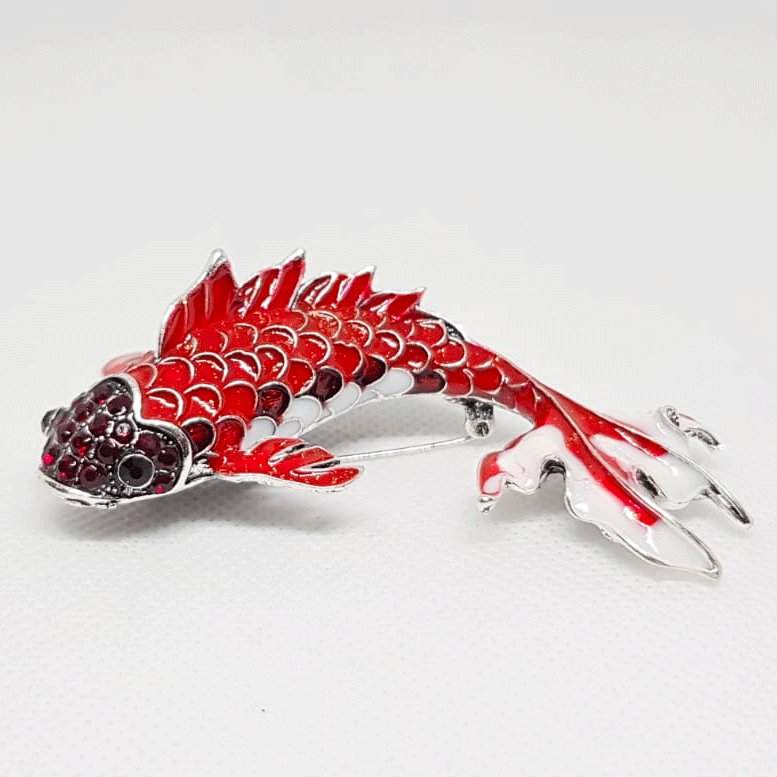 Broche Poisson Carpe Koi Rouge