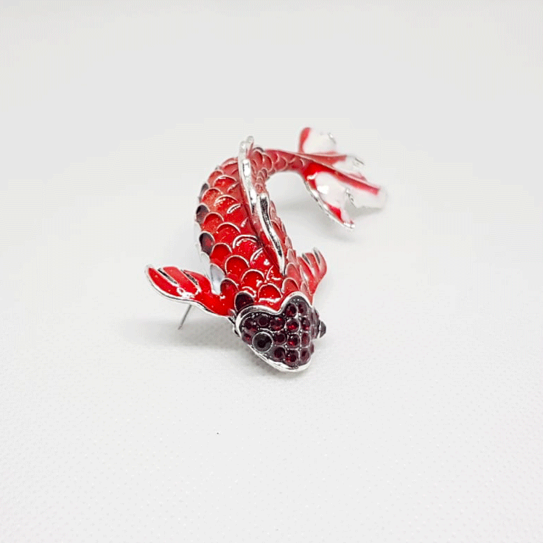 Broche Poisson Carpe Koi Rouge