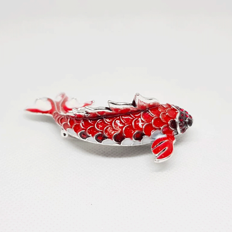 Broche Poisson Carpe Koi Rouge