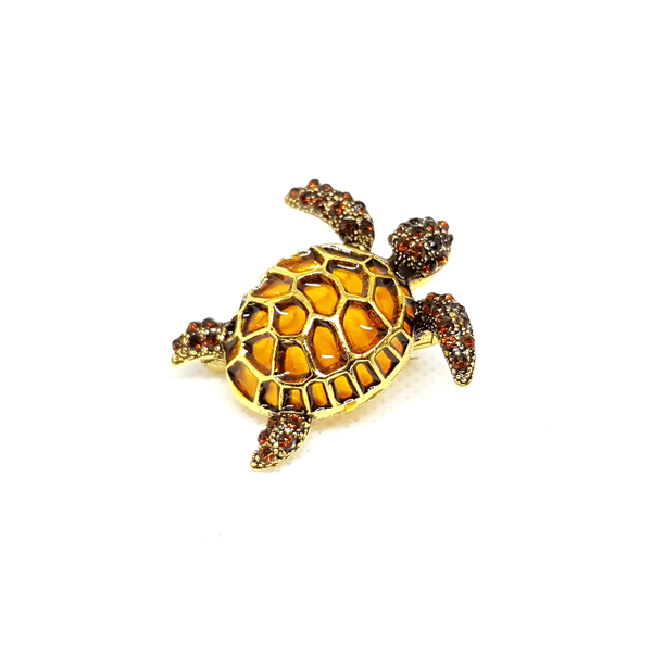 Broche bijou tortue vintage ambrée