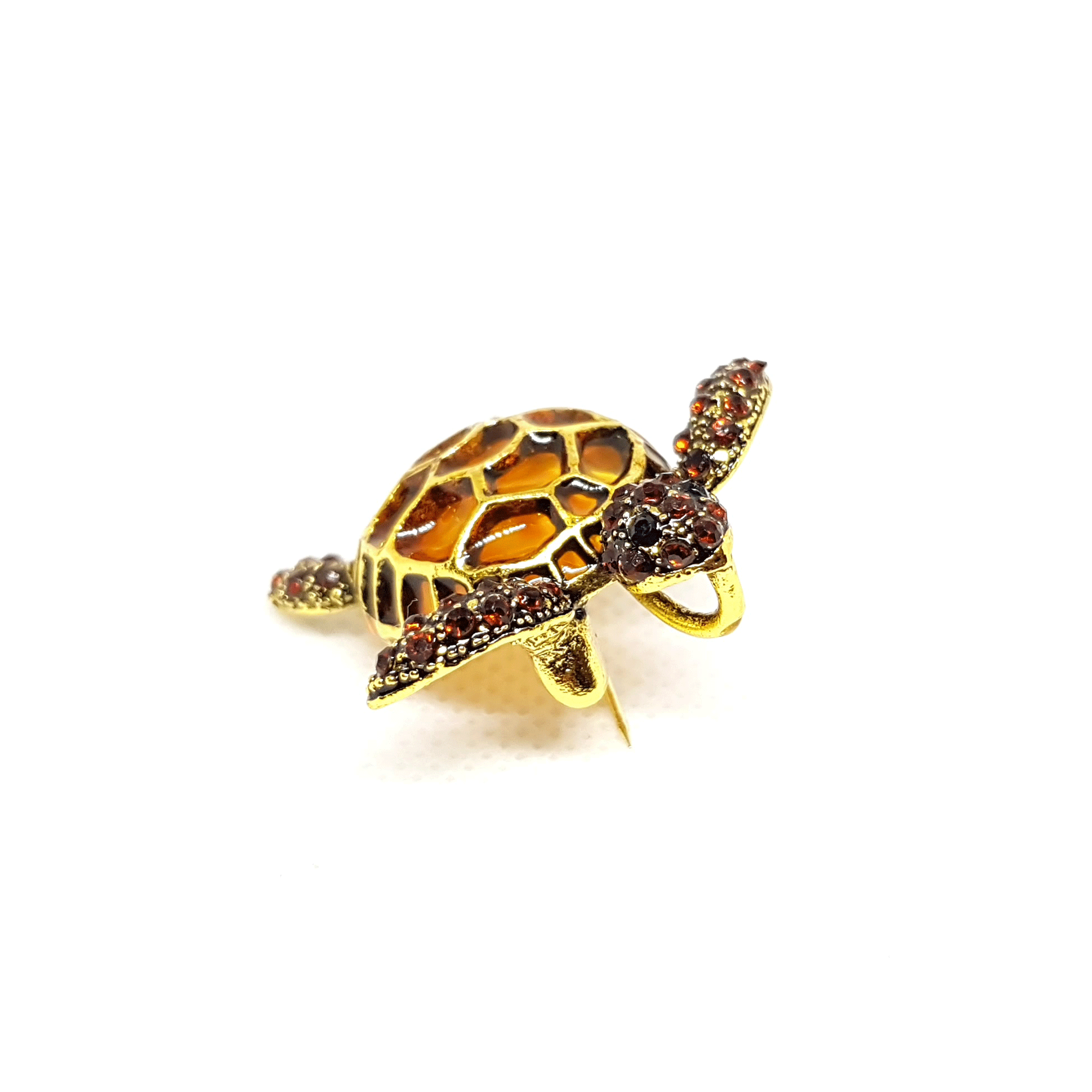 Broche bijou tortue vintage ambrée