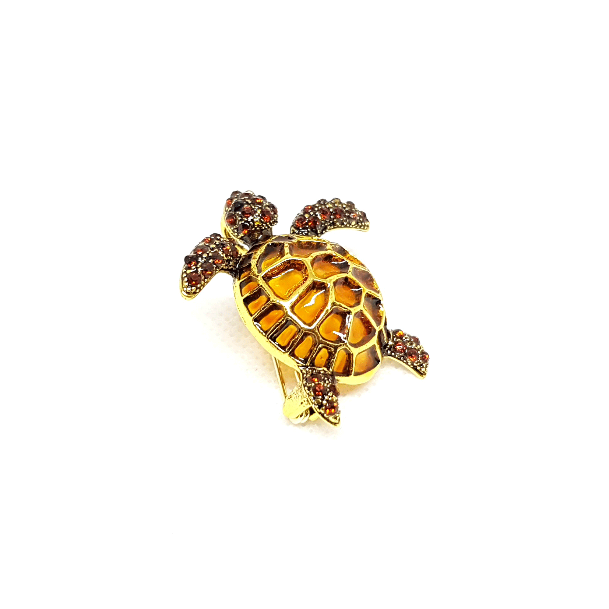 Broche bijou tortue vintage ambrée