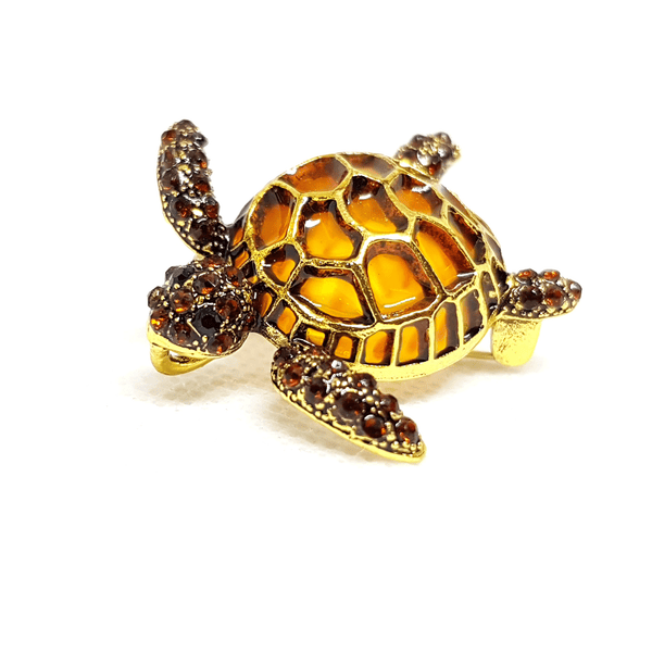 Broche bijou tortue vintage ambrée
