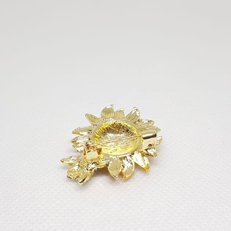 Broche Doree Abeille sur Fleur Tournesol