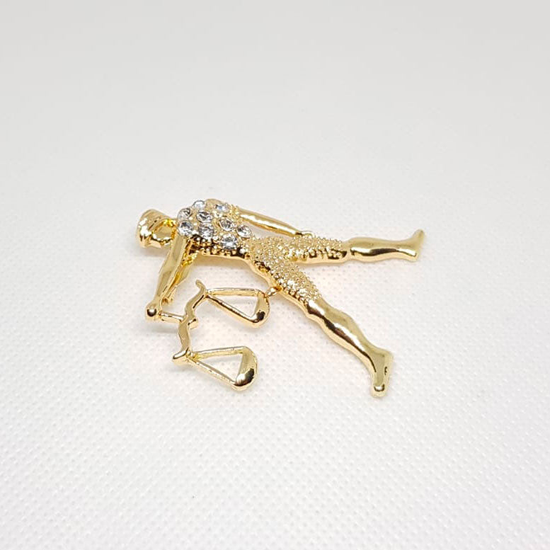 Golden Zodiac Libra Horoscope Brooch