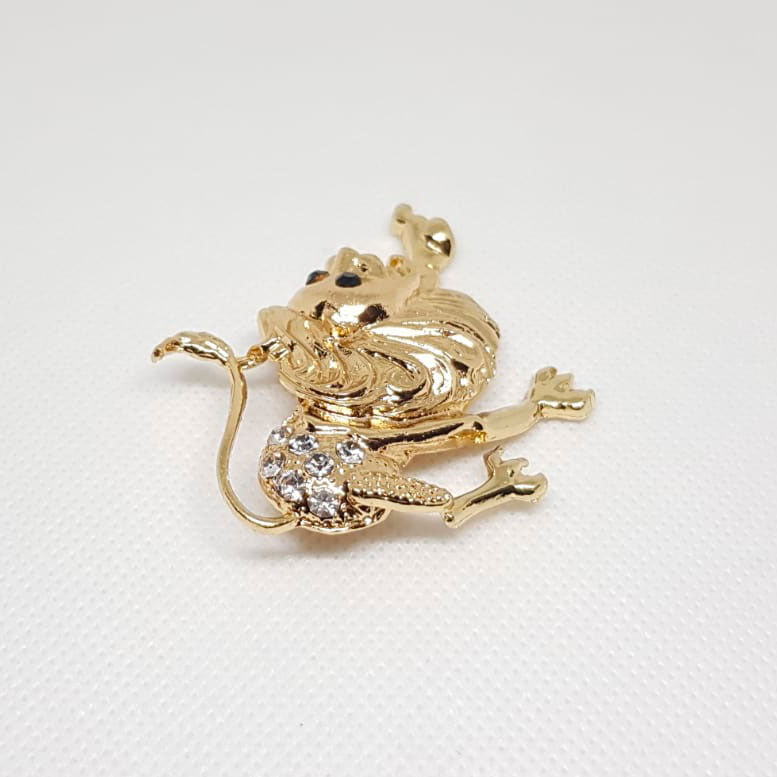 Golden Zodiac Leo Horoscope Brooch