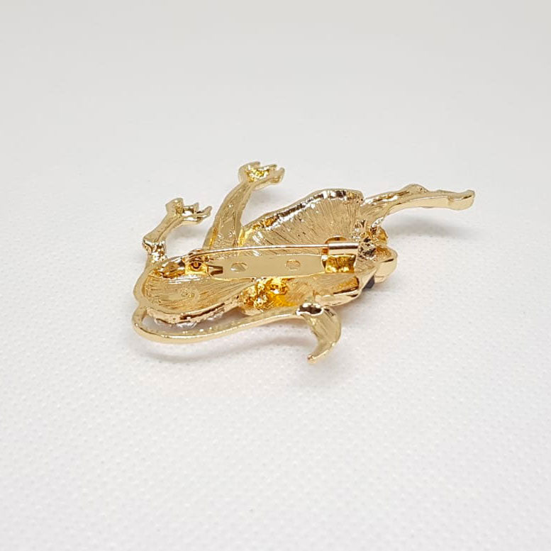 Golden Zodiac Leo Horoscope Brooch