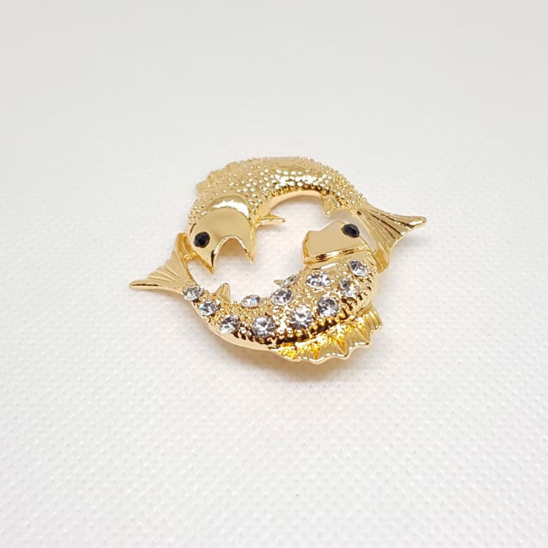 Pisces Horoscope Zodiac Golden Brooch