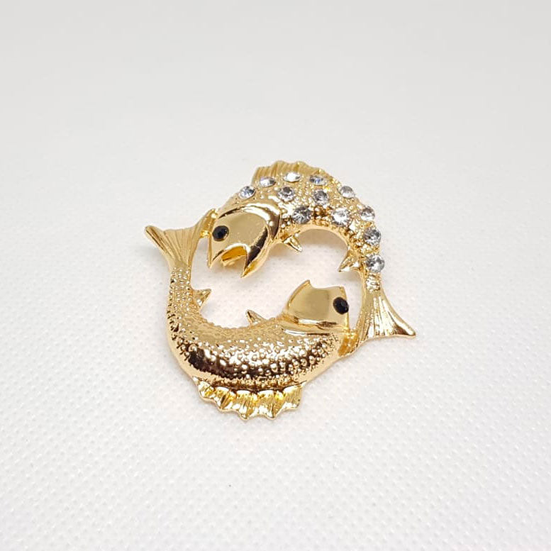 Pisces Horoscope Zodiac Golden Brooch