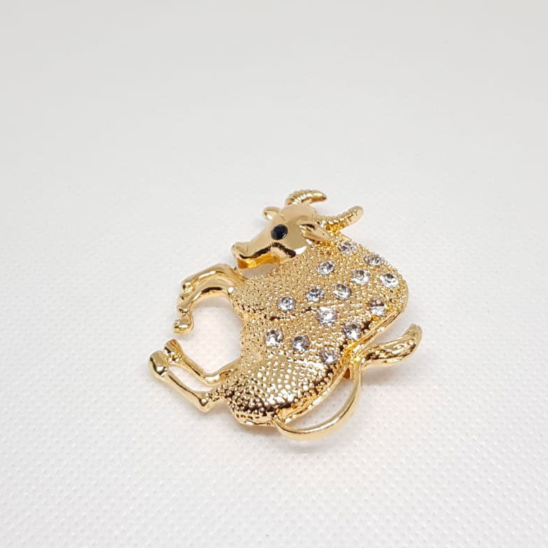 Golden Zodiac Taurus Horoscope Brooch